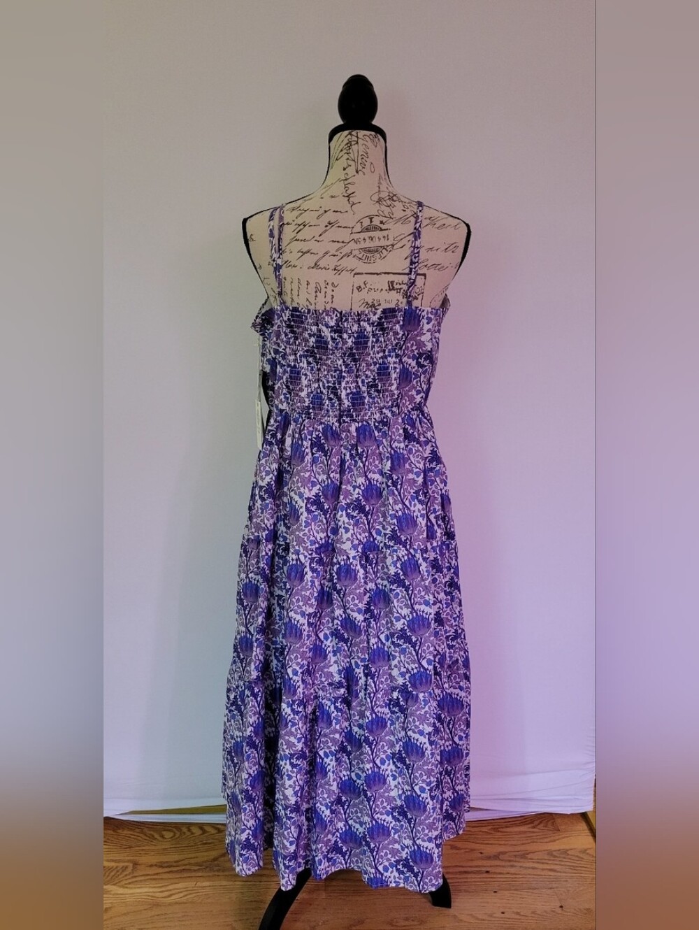 Hyacinth House Purple Multi Floral Corinne Cut-Out Midi Dress Size XL NWT - Picture 6 of 11